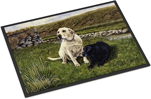 Caroline's Treasures FRF0018MAT - Tapete de labradores amarillos y negros de 18 x 27 pulgadas, para interiores y exteriores, para entrada,