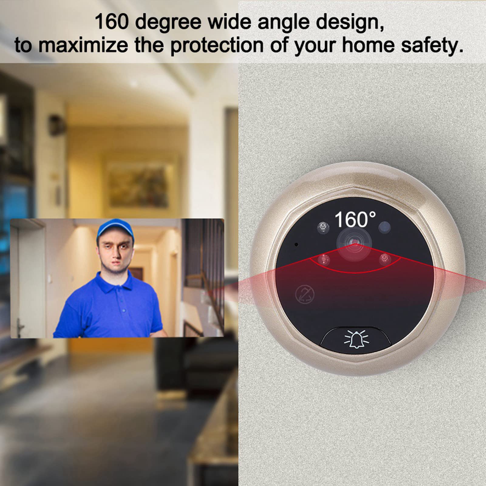 2.4 Pollici 1080P Campanello Video Campanello Elettrico Intelligente TFT Spioncino Digitale Vista Notturna A Infrarossi Visualizzatore Telecamera Di Sicurezza Funzionale Sistema Di Sicurezza Domestica