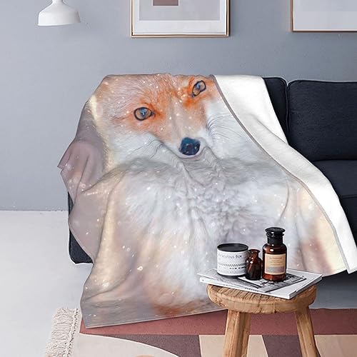 Miniatura 2 de Manta de forro polar de zorro de franela suave, ligera, cálida y acogedora para cama, sofá, viajes, 50 x 60 pulgadas