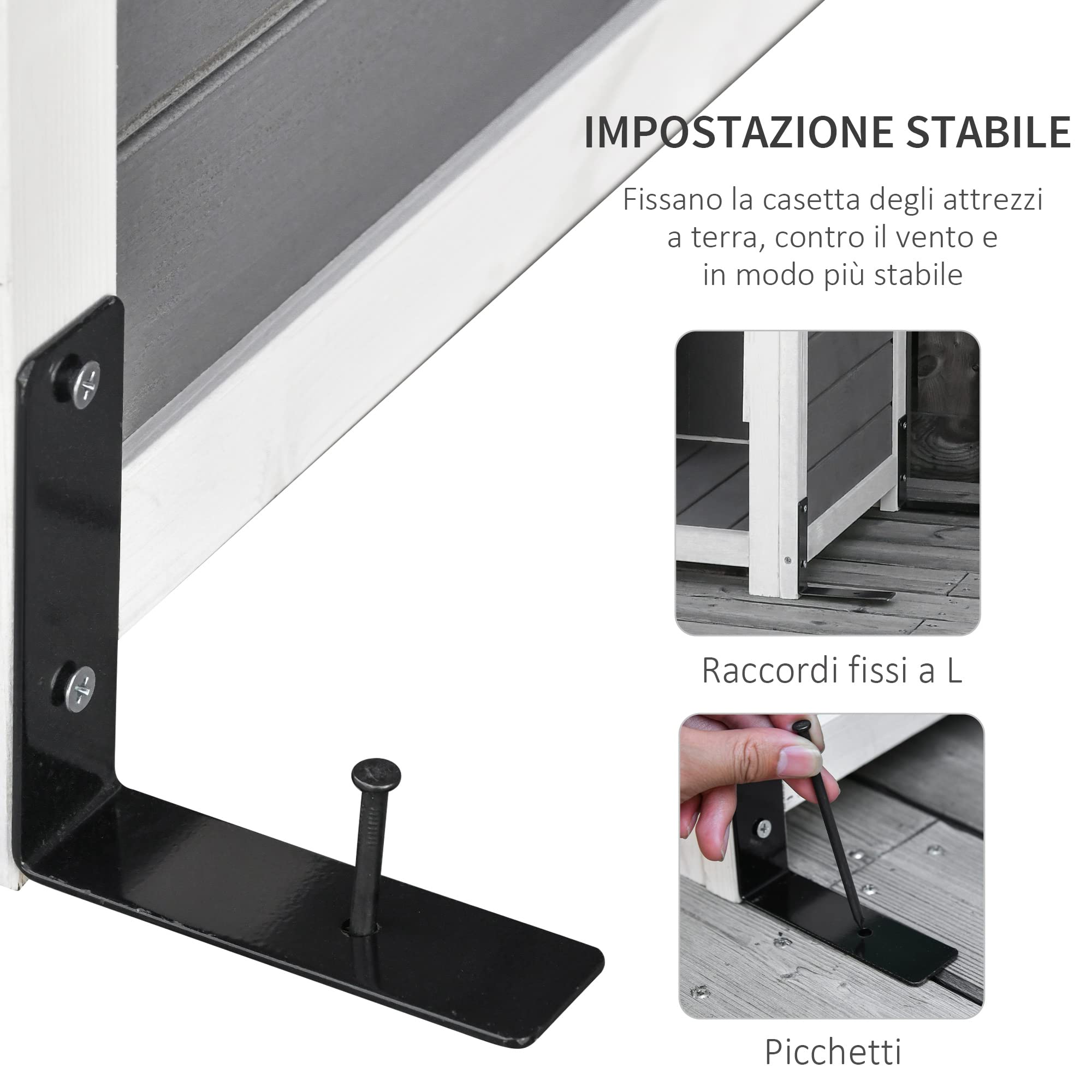 Outsunny Capanno da Giardino in Legno di Abete, 78x52.5x182 cm, Grigia