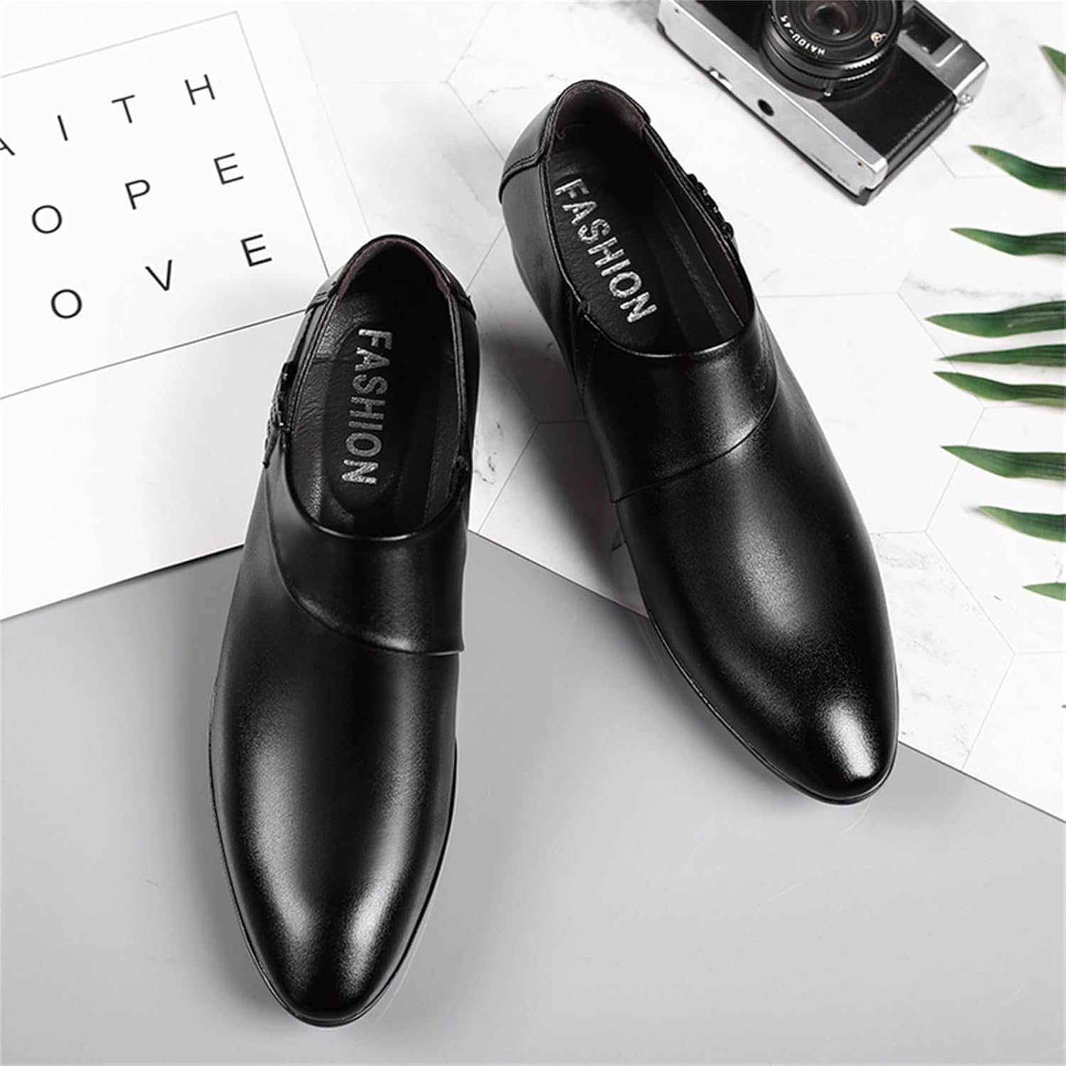 Men's Strap Slip on Dress Loafers Shoes Business Formal Tuxedo Leather Shoes Prom Dress Shoes