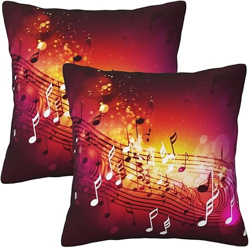Miniatura 6 de 2 Pack Decorative Throw Pillow Covers 18"x18" Square Cushion Cover Boho Farmhouse Pillowcase for Couch Sofa Bedroom Living Room Home Decor Music
