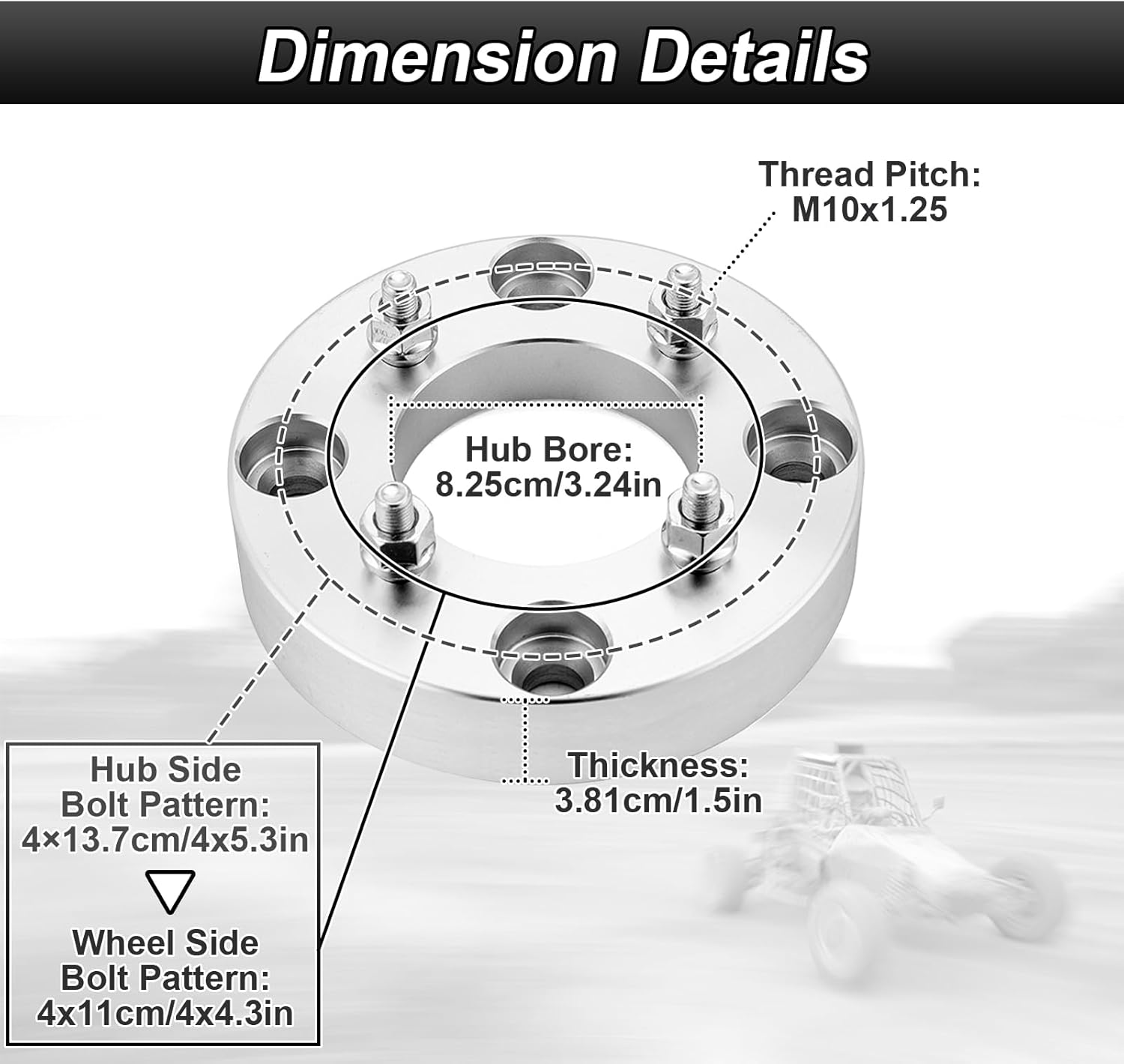 1.5" Wheel Spacer Adapters 4x110mm to 4x137mm Compatible with Can Am Maverick Outlander Commander Renegade 400 500 650 800 Fit Bombardier Outlander Fit Kawasaki Bayou Brute Force 1985-2016