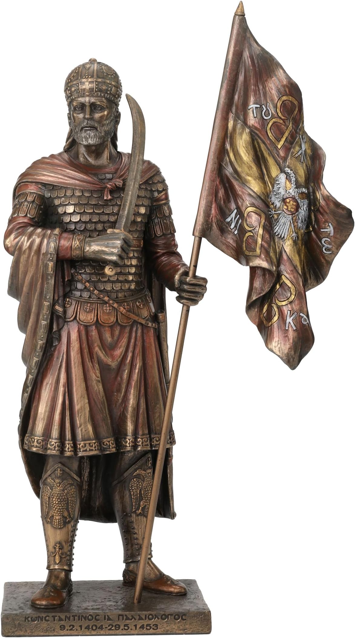 Resin Statues Byzantine Emporer Constantine Xi Palaiologos Bronze Finish Statue 6.25 X 12 X 3.5 Inches Bronze