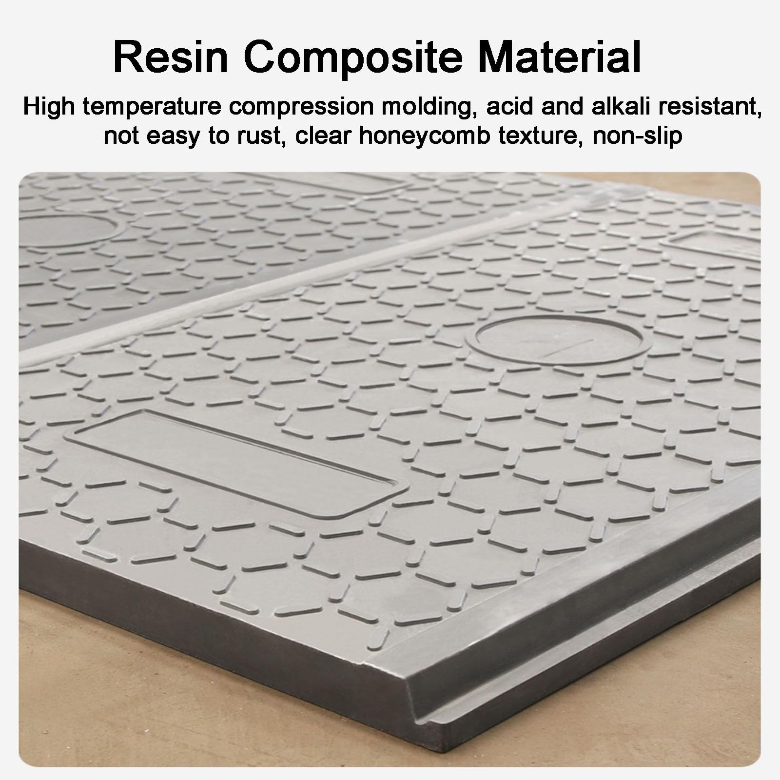 Tapa Arqueta, Tapas para Fosas Sépticas Empotradas de Resina Compuesta con Ranura para Tarjeta para Zanja de Cables/Cuarto de Distribución/alcantarillado(70cm/28in)