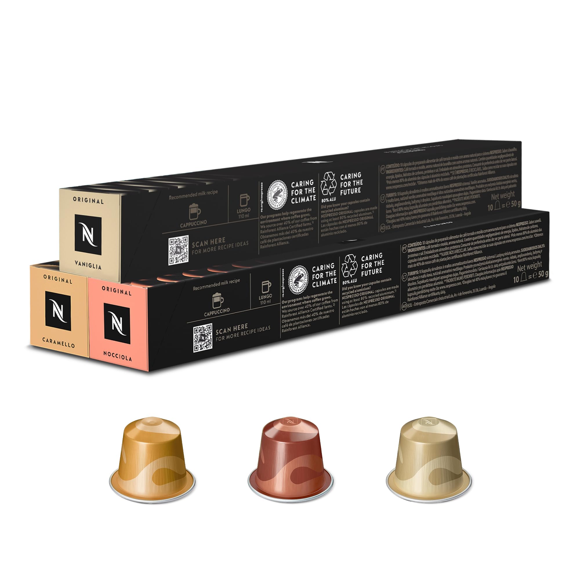 Nespresso Limitowana edycja 30 kapsułek, Vanilio, Caramelito, Ciocattino