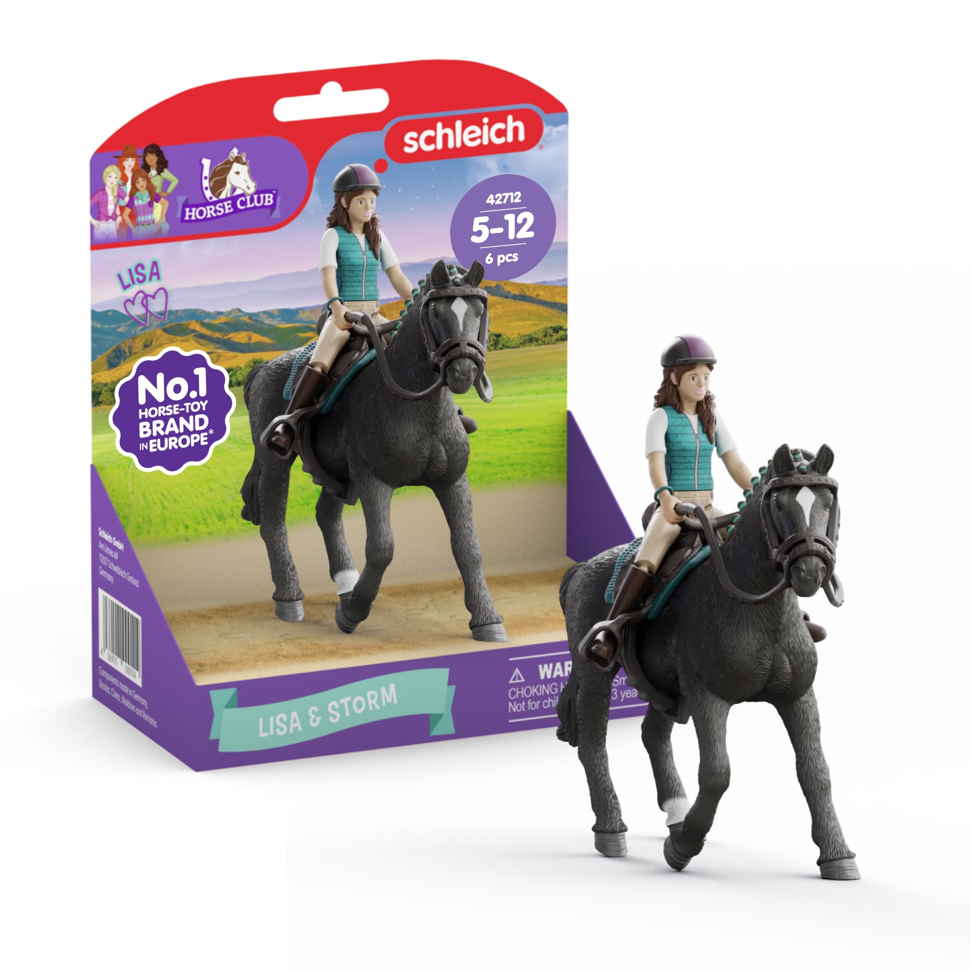 schleich HORSE CLUB | Lisa & Storm 42712 | bewegliche Mädchenfigur | mit Pferde Zubehör | tolles Geschenk für Mädchen und Jungen | Pferde Spielzeug ab 5 Jahren | 6-teiliges Spielset