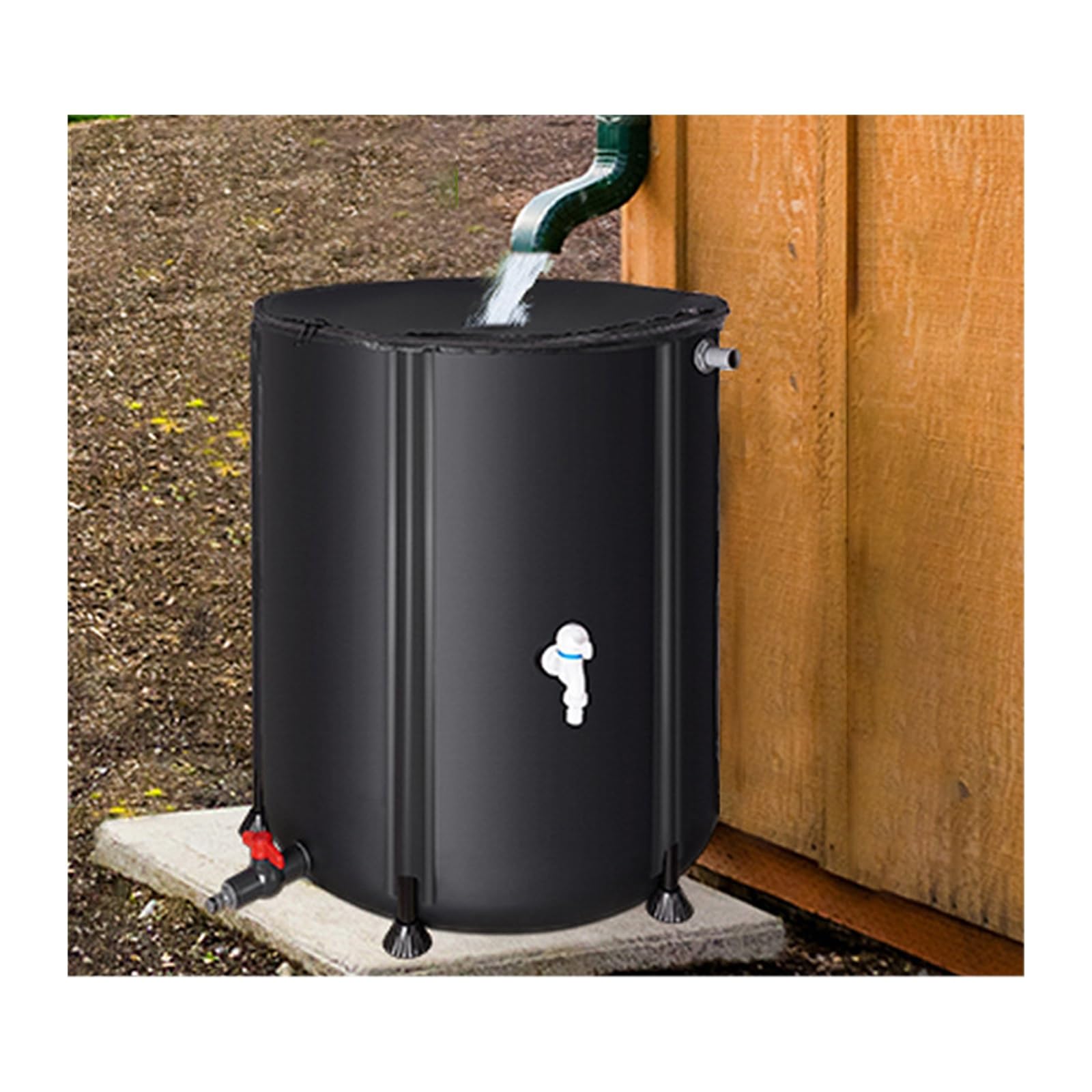 Nviusdsj Black Rainwater Barrels, Foldable For Storage, Top Cover With Filter Mesh, Tough Fabric, Wear-Resistant And Tear-Resistant(,250L)