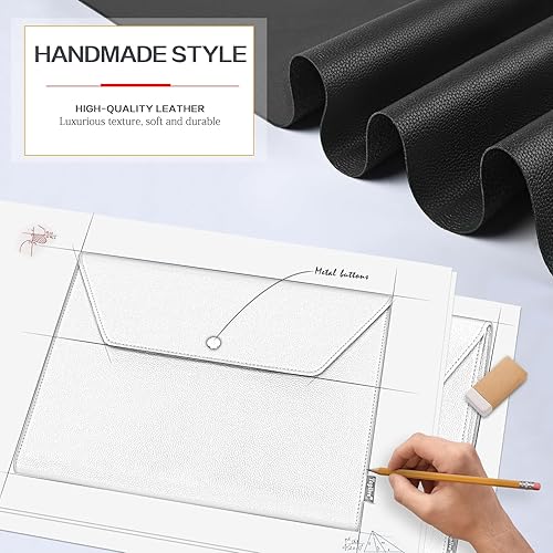 Miniatura 6 de Toplive Carpeta de documentos de piel sintética impermeable A4, organizador de carpetas de sobres de doble capa con 8 portatarjetas y 2 soportes