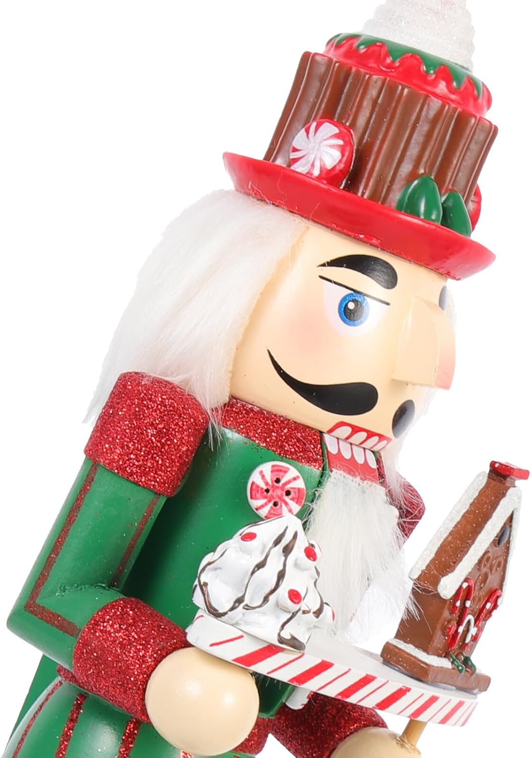 Wooden Christmas Nutcracker Figurine Decoration, Traditional Xmas Tabletop Ornament for Holiday Home Display and Party Favor