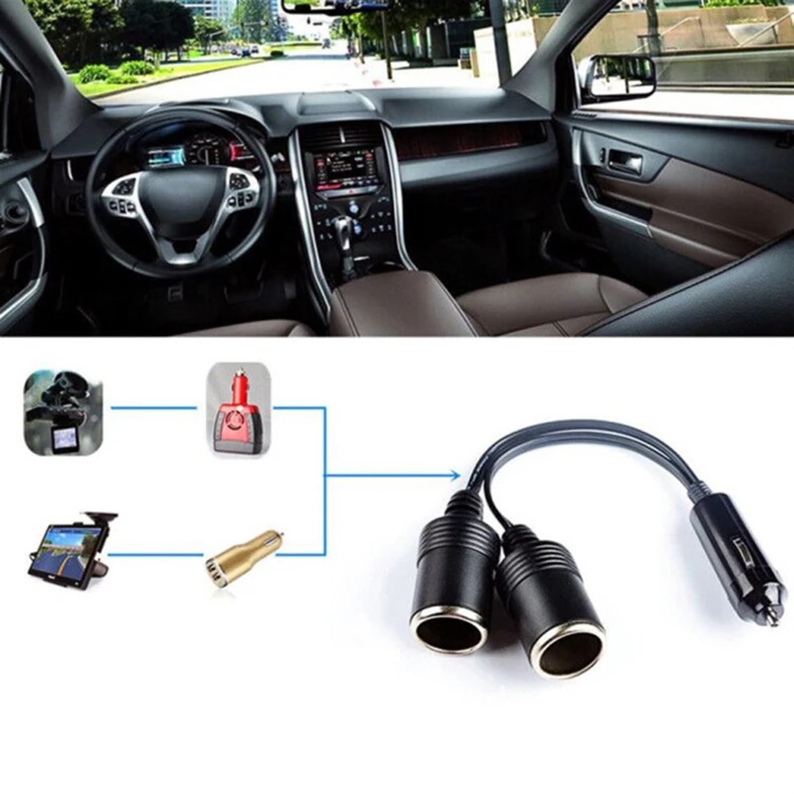 1PCS 12V 10A Auto Tripla Doppia Porta Accendisigari Splitter Presa Femmina Spina Adattatore di Alimentazione del Connettore di Uscita