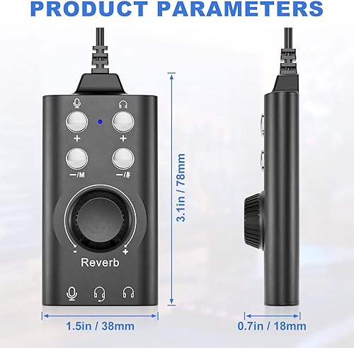 Miniatura 7 de Facmogu Cambiador de voz con múltiples efectos de sonido, USB 3.0/Tipo-C a 0.138 in Jack Game Cambiador de voz, dispositivo virtual 7.1 de sonido