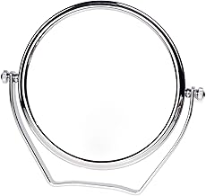 TUKA Cosmetic Mirror 10 x Magnifiers, Diameter 15.3 cm Double Sided Makeup Mirrors Table Mirror, Chrome 6 Inch Mirror Bag for Home or Travel, Bathroom Mirror for Makeup and Shaving, TKD3102-10x
