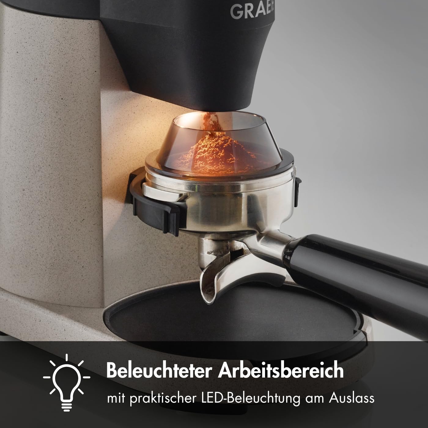 GRAEF Macinacaffè elettrico EliteGrindX CM8011, macinacaffè a cono in acciaio inox, macinacaffè portafiltro, illuminazione a LED, macinatura pulita, 128 watt
