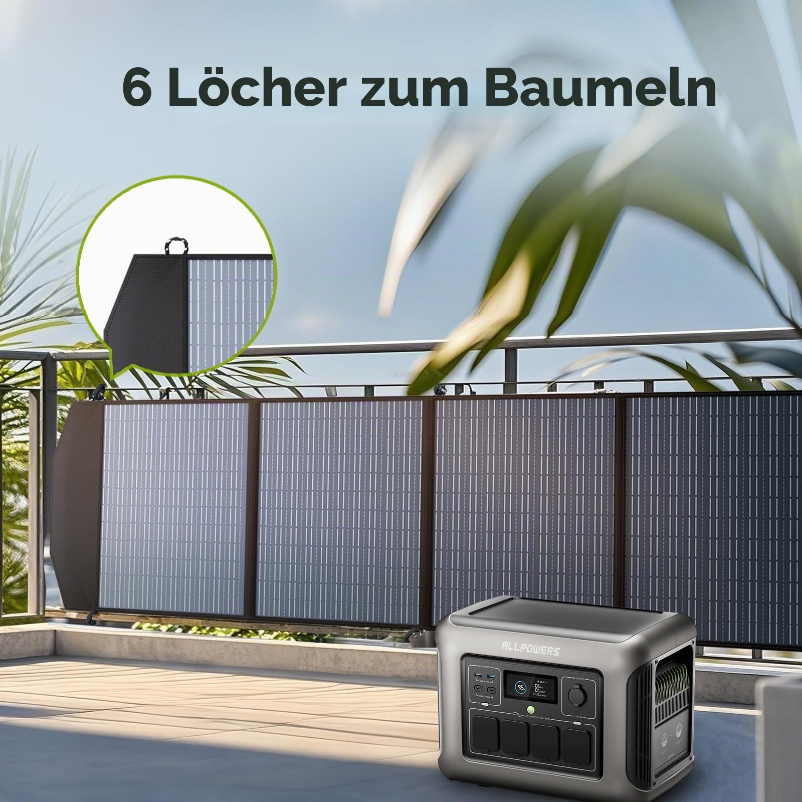 ALLPOWERS 200W Tragbares Solarpanel, Faltbares Solarmodul, 25% Wirkungsgrad, IP67 wasserfest