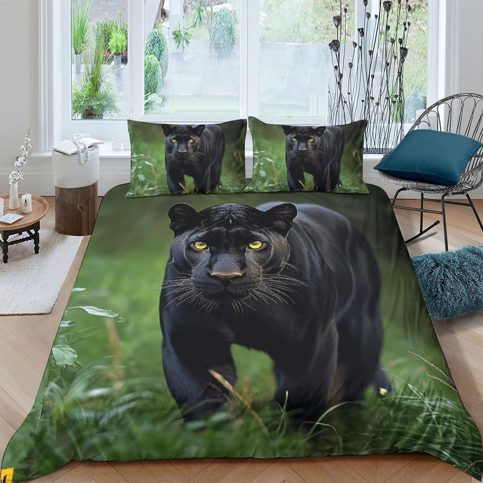 Ctjqhvkz Style-2 3D Printed Black Panther Fitted Sheet Microfiber Soft Decorative Jungle Animal Bed Cover For Bedroom Dorm Mattress Protection Single（135X200cm）
