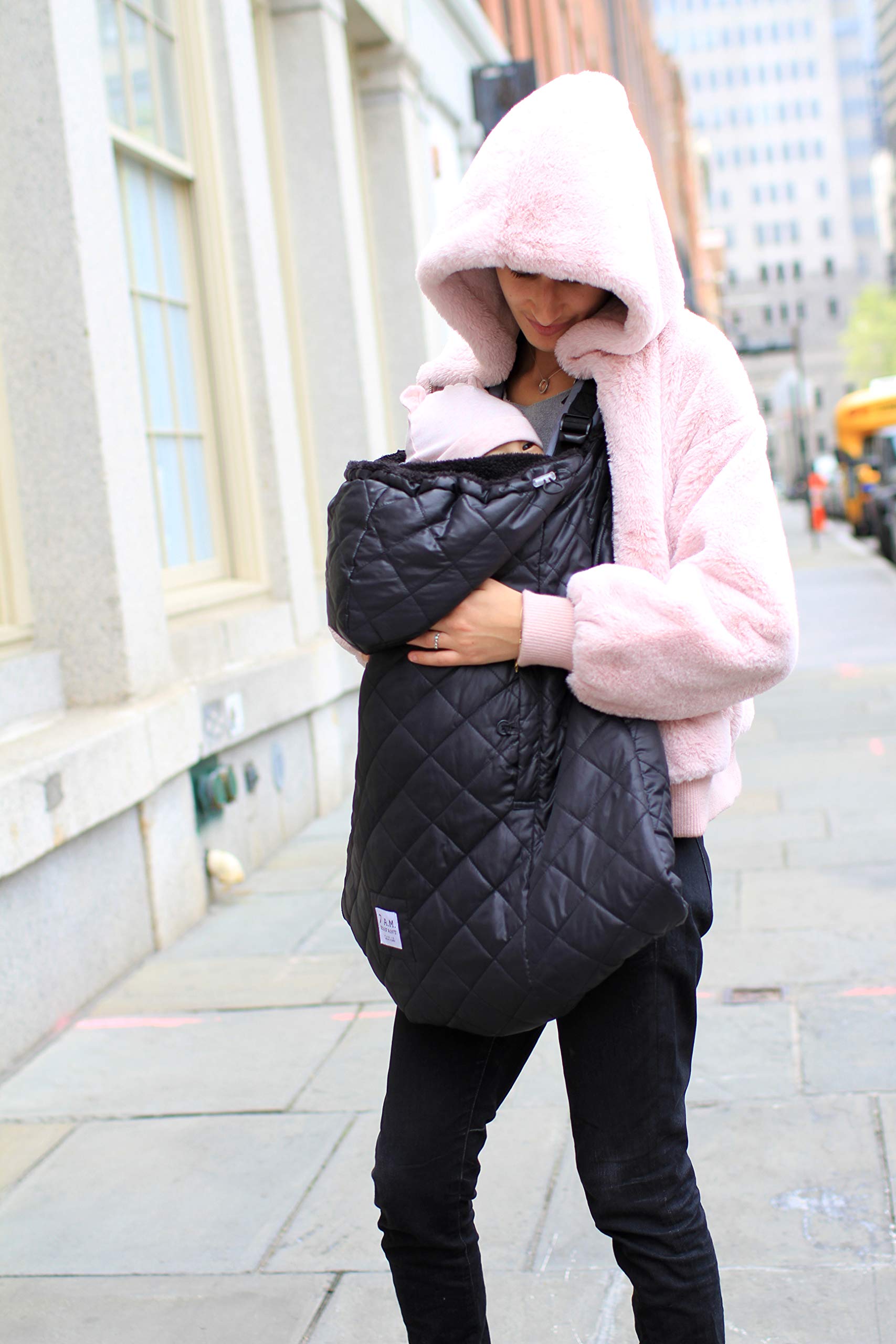 7AM Enfant Couverture de portage - K-Poncho 3 en 1 Polyvalent, Ergonomique, Pochette Doublée en Peluche, s'ajuste universellement à tout Porte-Bébé, Sièges Auto & Poussettes