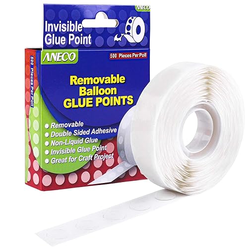 Aneco 500 puntos de pegamento transparentes para globos, puntos adhesivos extraíbles de doble cara, adhesivos sin rastro, cinta adhesiva para