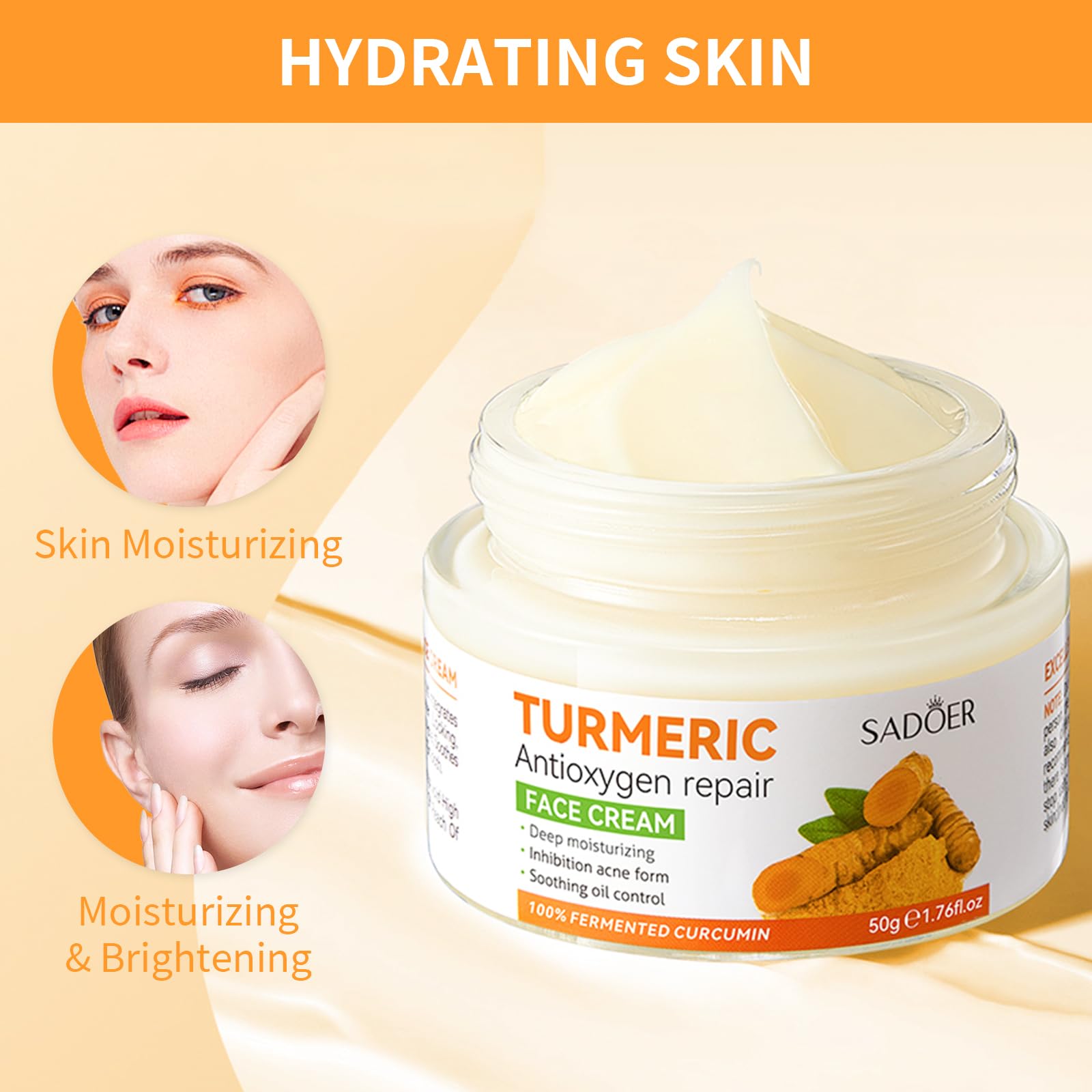 Lustwieta Turmeric Face Cream Face Moisturiser Anti Aging Brightening Face Cream for Radiant&Glowing Skin - Image 3