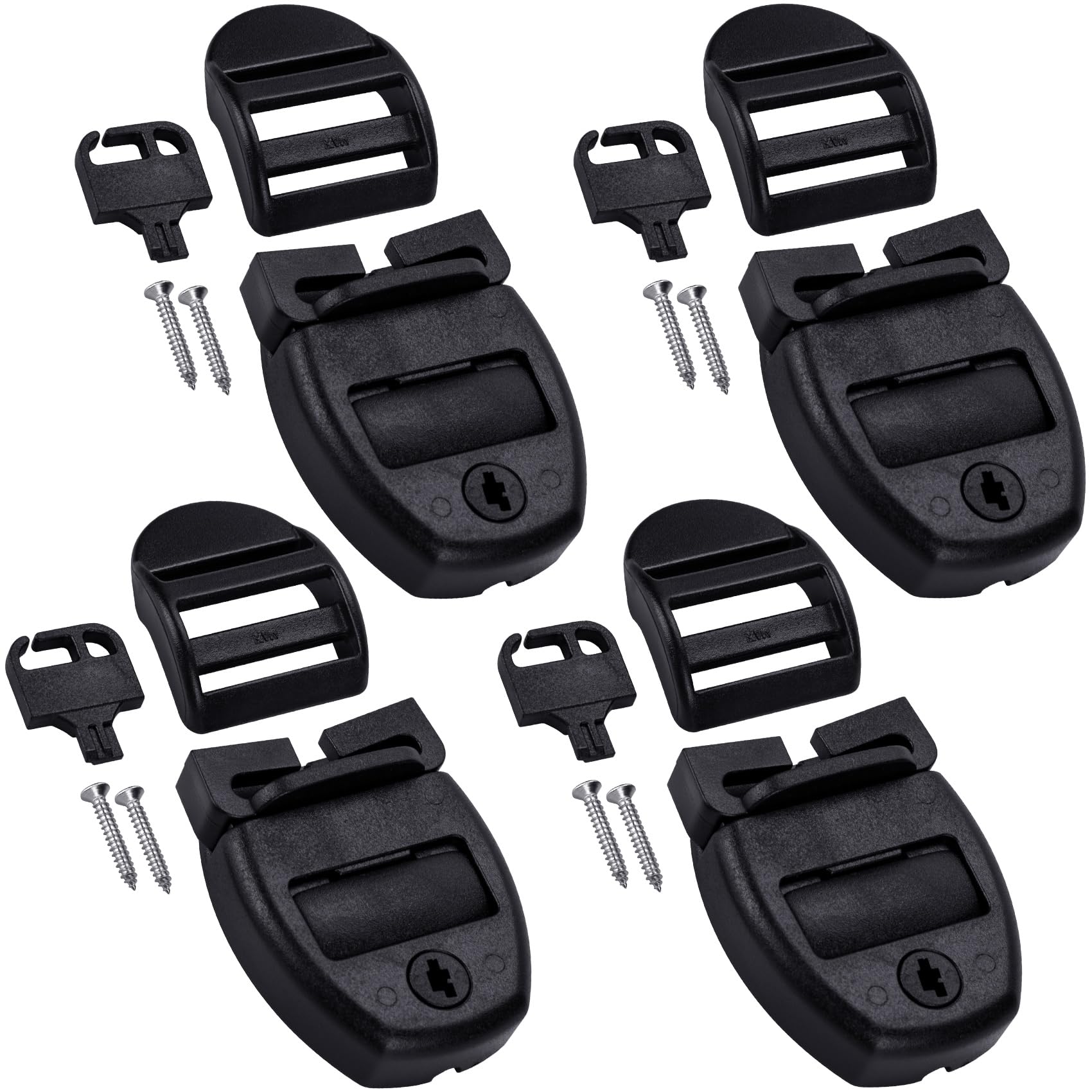 4 Sets Hot Tub Cover Clips, Spa Hot Tub Cover Latch Replacement Kit, Reusable Tub Latches Clip Locks with Keys Screws, Outdoor Hardware Accessories for Spa Cover Straps - Black