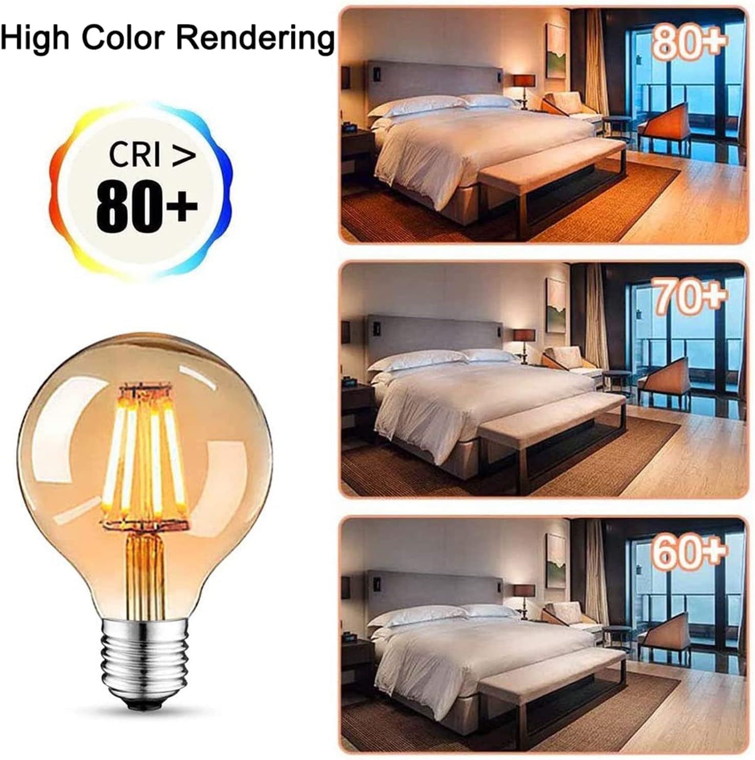 Edison Vintage Glühbirne, Edison LED Lampe Warmweiß E27 4W 2700K Retro Glühbirne Vintage Antike Glühbirne 470 Lumen Ideal für Nostalgie und Retro Beleuchtung im Familie Hotel Bar usw - 6 Stück