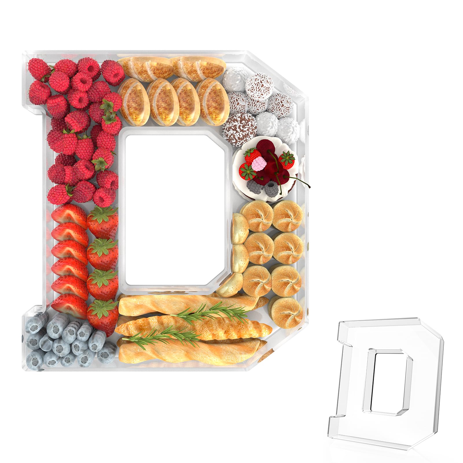 11" Acrylic Letter Charcuterie Tray,Fillable Alphabet &amp; Number Box(Letter D)