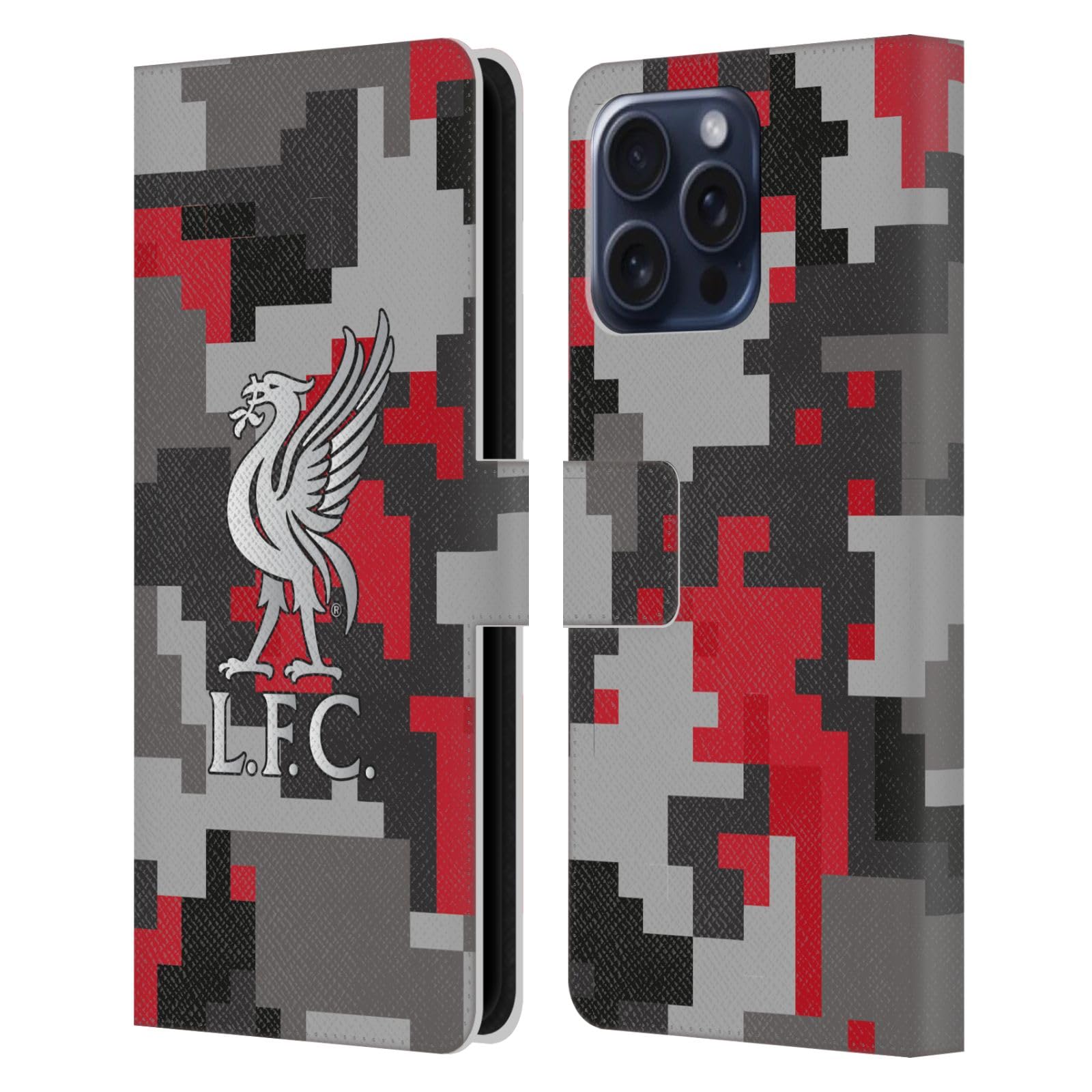 Head Case Designs Officially Licensed Liverpool Football Club Club Colours Digital Camouflage Leather Wallet Case Compatible With Apple iPhone 16 Pro Max โ image 1