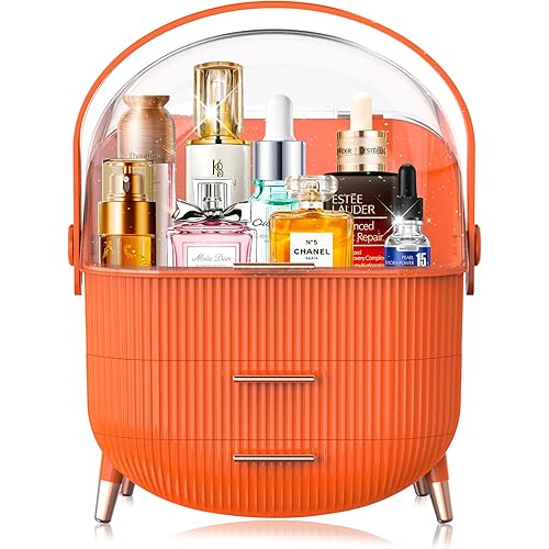 MASSY Egg Shape(Oval) Makeup Storage Box, Countertop Portable Vanity Cosmetics Organizer Preppy