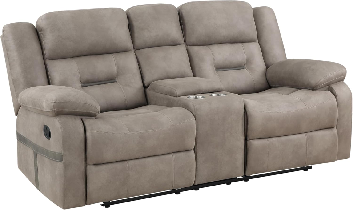 Steve Silver Company Traditioanl Abilene Tan Manual Console Loveseat Recliner Sofa, 160° Degree Recline, Living Room, Brown