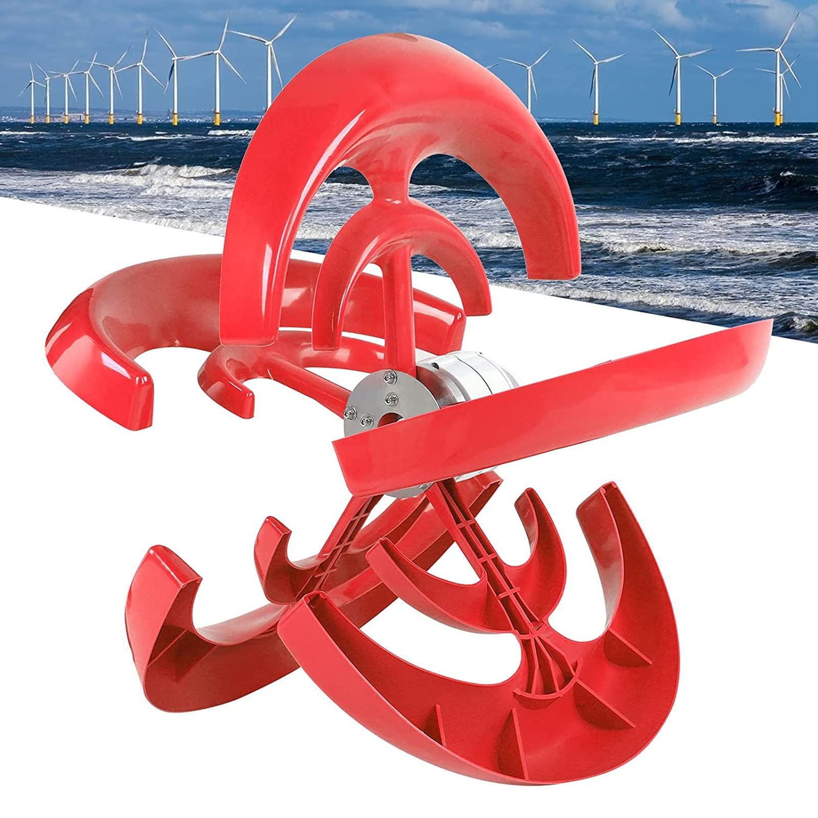 Kit generatore Eolico a turbina, 100W 12V/24V Kit generatore a turbina Verticale a 5 Pale a Lanterna, per terrazza/Chalet/Barca da Pesca/Camper