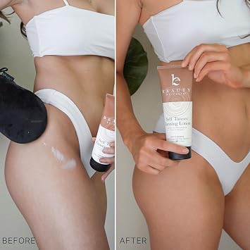 Self Tanner Kit - USA Made with Organic & Natural Ingredients | Tanning Lotion with Glove, Exfoliating Mitt & Kabuki Body Brush, Non Toxic Gradual Tan Lotion, Streak Free & No Orange Tones