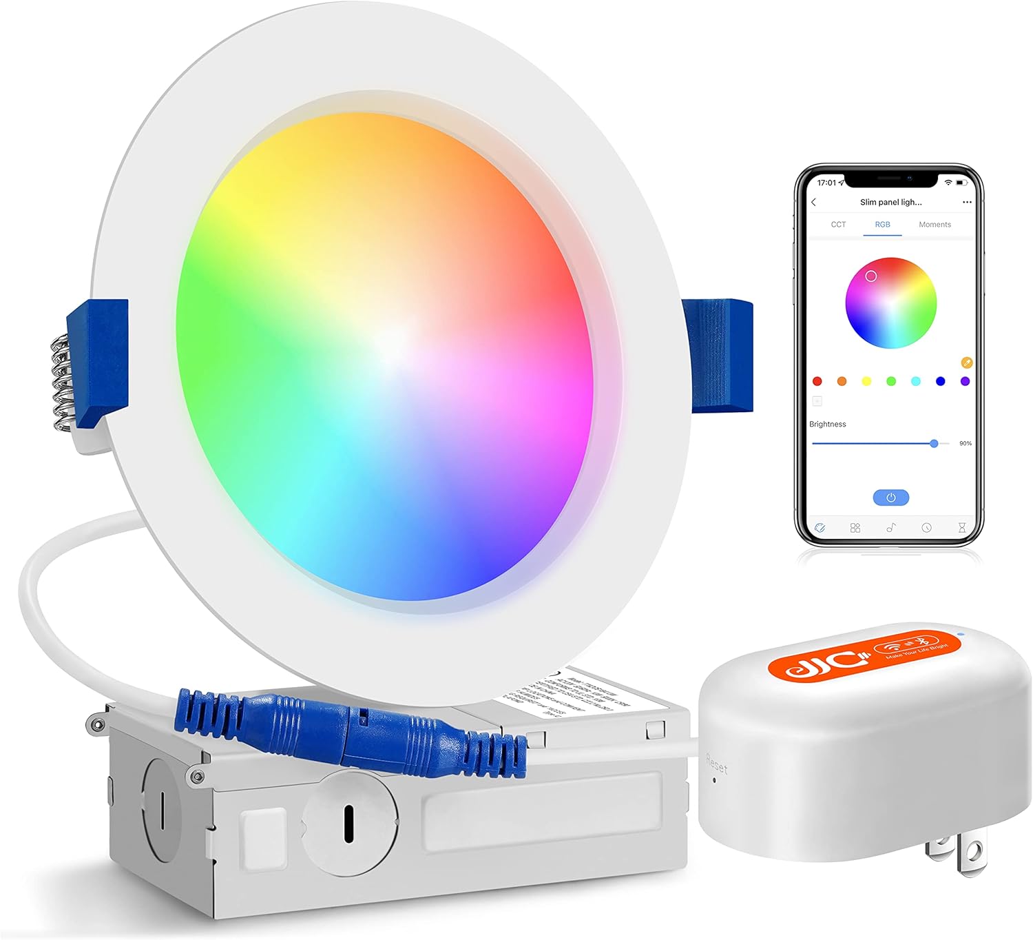 JJC Smart Recessed Lighting 4 Inch,2700K5000K & RGB Slim Led Recessed