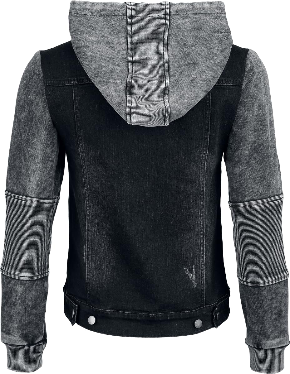 Black Premium by EMP Donna Felpa con cappuccio nera/grigia con bottoni sul davanti