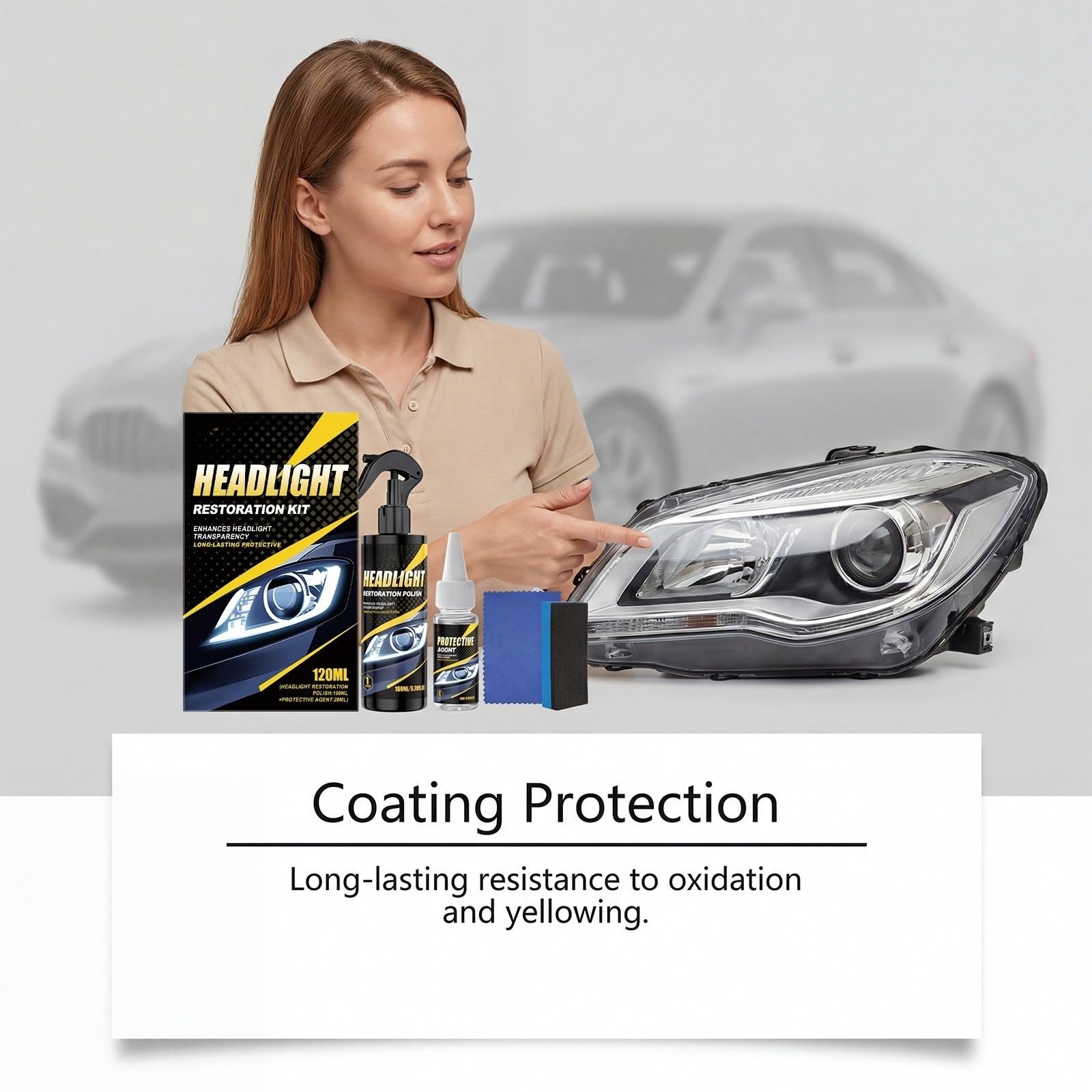 Générique Headlight Restoration Kit Spray,Car Headlight Renovator-5 Sets
