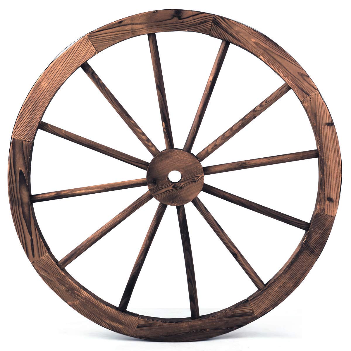 COSTWAY Rueda de Carro de Madera con Diámetro de 76 Centímetros para Hogar Jardín Decoración Marrón