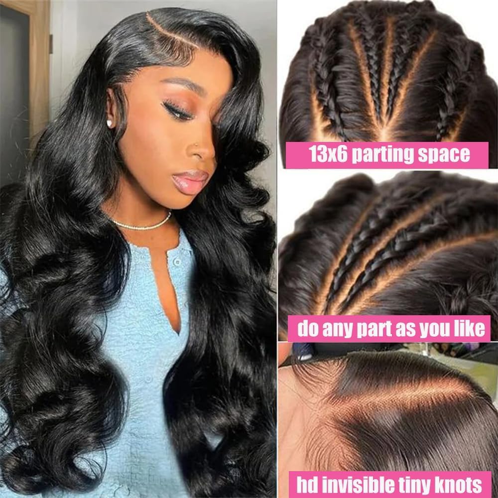 PERISMODA 13x6 Body Wave Lace Front Wigs Human Hair Pre Plucked Glueless Wigs Human Hair 180% Density Body Wave 13x6 HD Transparent Frontal Wigs for Women 20 Inch - Image 3