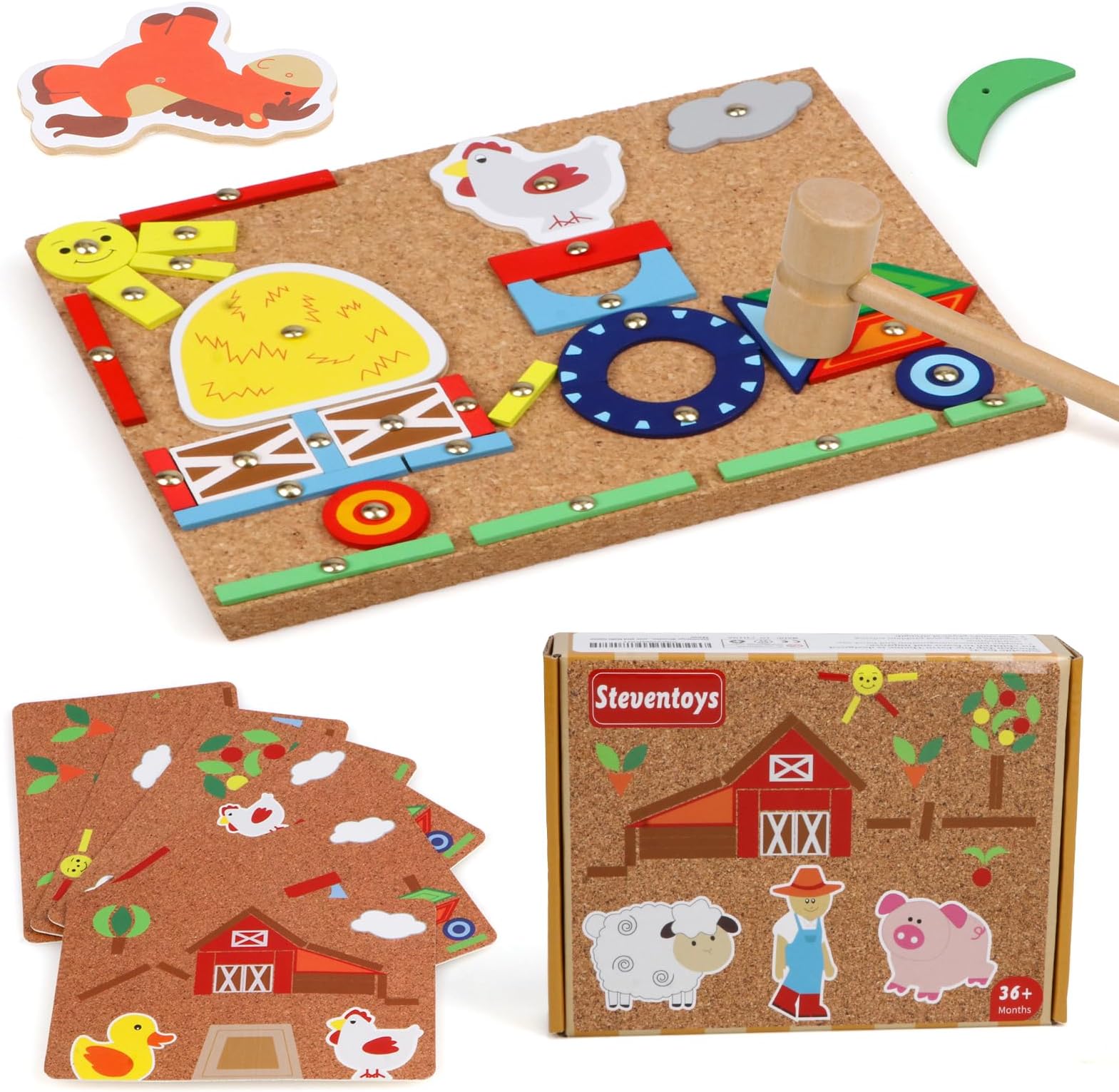 Jacootoys 18 Piece Wooden Railway Set for Kids Railway 4 Trains Play Pieces Bridge for Children Aged 3+ Girls and Boys
