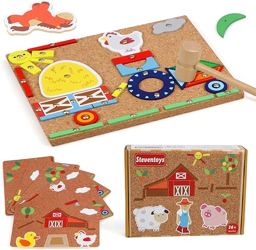 Tap Games Juguetes, juguete de martilleo de madera, juego de martillo y clavos para niños mayores de 3 años, rompecabezas de bloques de madera con