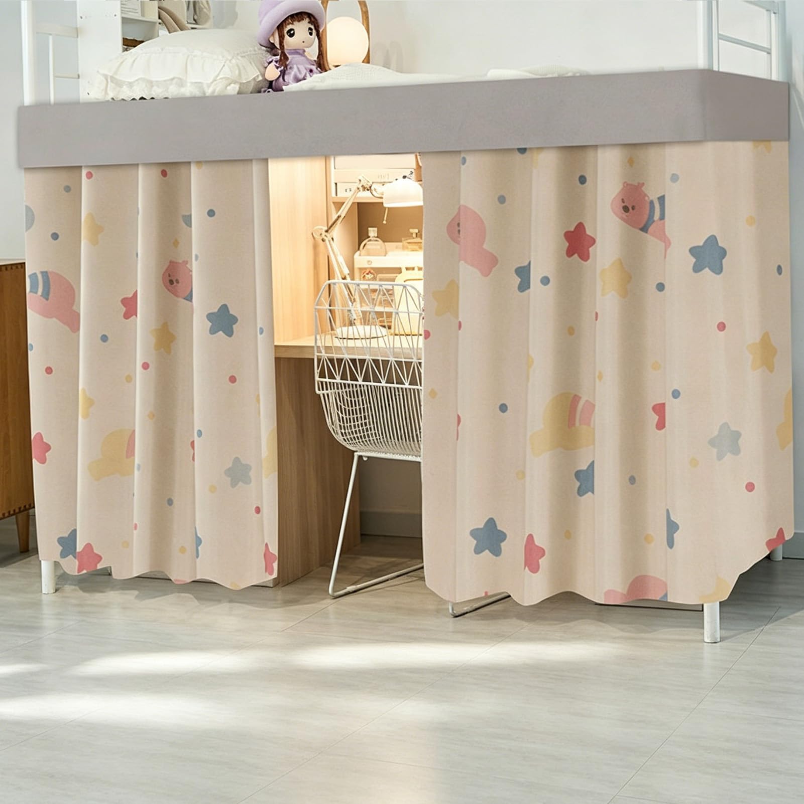 ZZYK Blackout Bottom Bunk Bed Curtains Thickened Dorm Loft Canopy