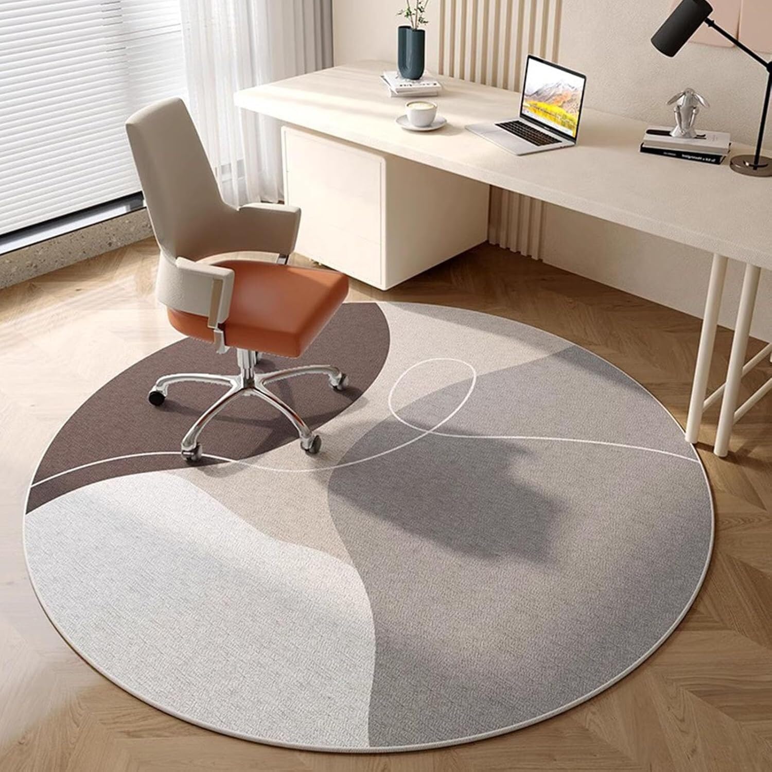 WaiDXn Round Office Chair Mats For Carpets And Hardwood Floors, Computer Chairs And Gaming Chairs(Grey,80cm)