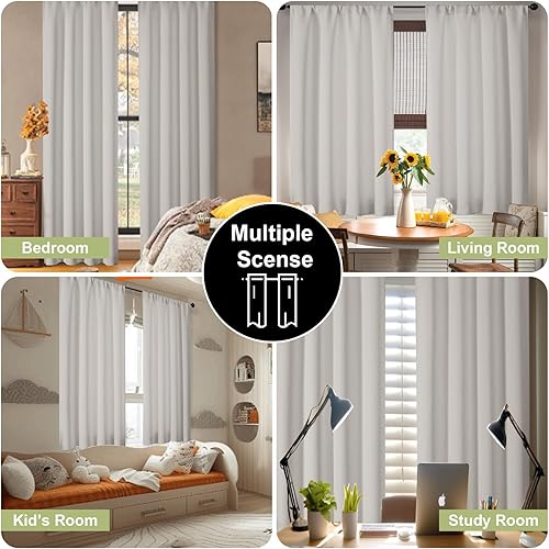 Miniatura 8 de OWENIE - Juego de 2 paños de cortinas blackout Sally ventana sala de estar y dormitorio, privacidad, aislamiento térmico y oscurecimiento