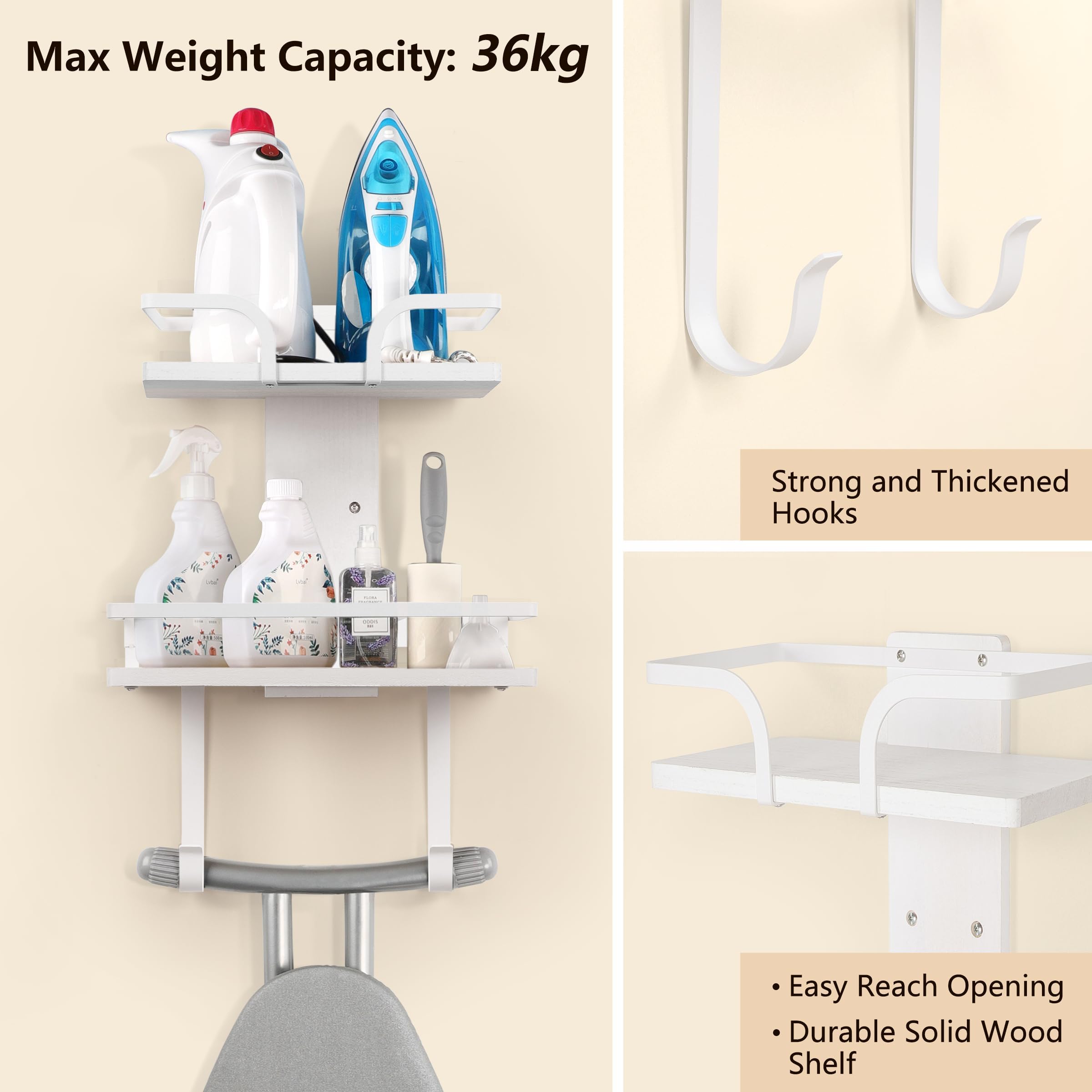 VINAEMO Strijkplank Hanger Wandmontage, 2-laags ijzeren VINAEMO Strijkplank Hanger Wandmontage, 2-laags ijzeren