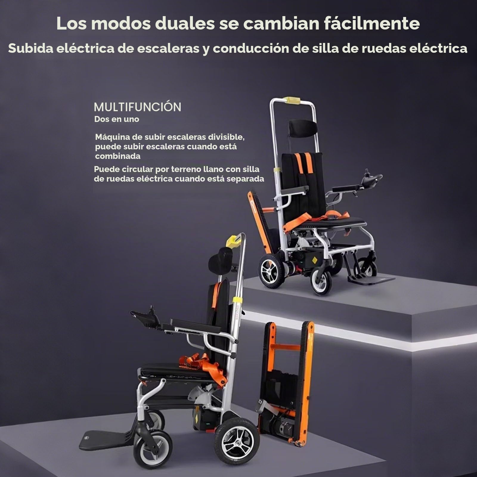 Sube-Escaleras Eléctrico Sobre Orugas,Silla Portátil Plegable Para Escaleras,Silla De Ruedas Eléctrica Sobre Orugas,Aleación De Aluminio,Carga 169 Kg/373 Lb Manual