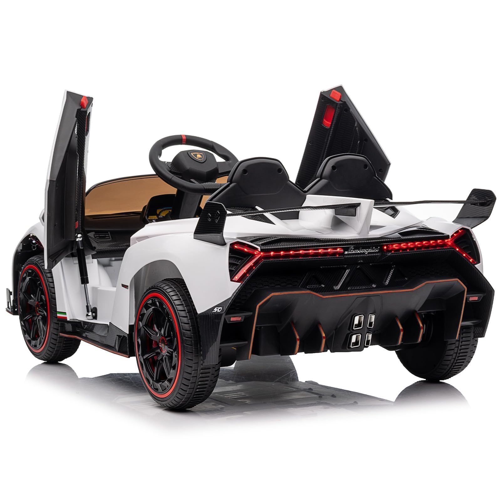 Garvee Kinder Elektroauto Lamborghini 12V – 2 Sitze, 2 Motoren, 2.4G Fernbedienung, Hupe, Musik, Bluetooth & USB, Vorwärts-/Rückwärtsfahrt, Elektrisches Kinderfahrzeug Für Kinder Ab 3 Jahre