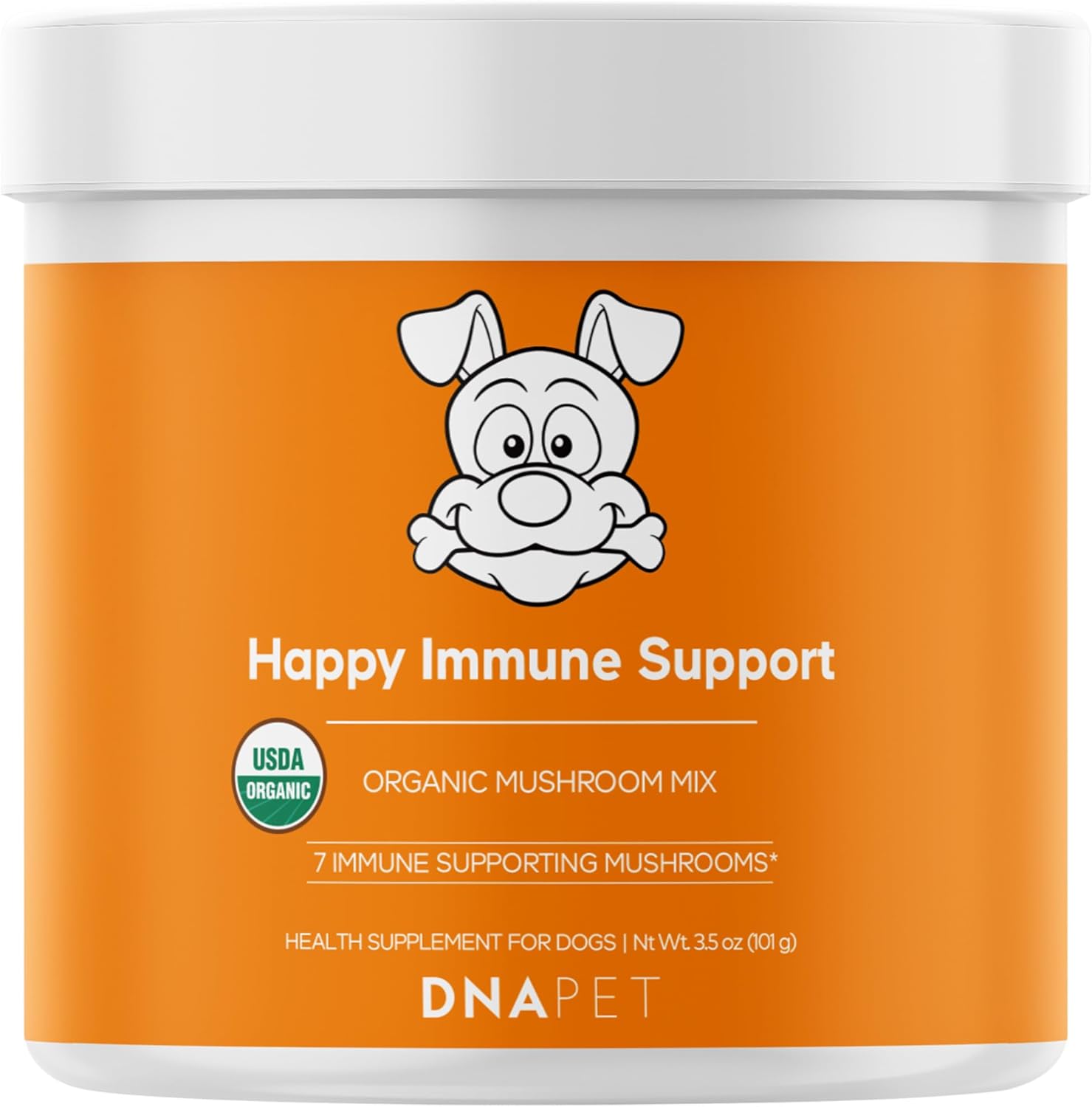 Happy Immunity USDA Certified Organic Mushroom Complex for Dogs, Organic Cordyceps Shiitake Reishi, Vegan Mushroom Blend Powder Canine Supplement, Advanced Mushroom Mix, Non-GMO, 3.5 oz