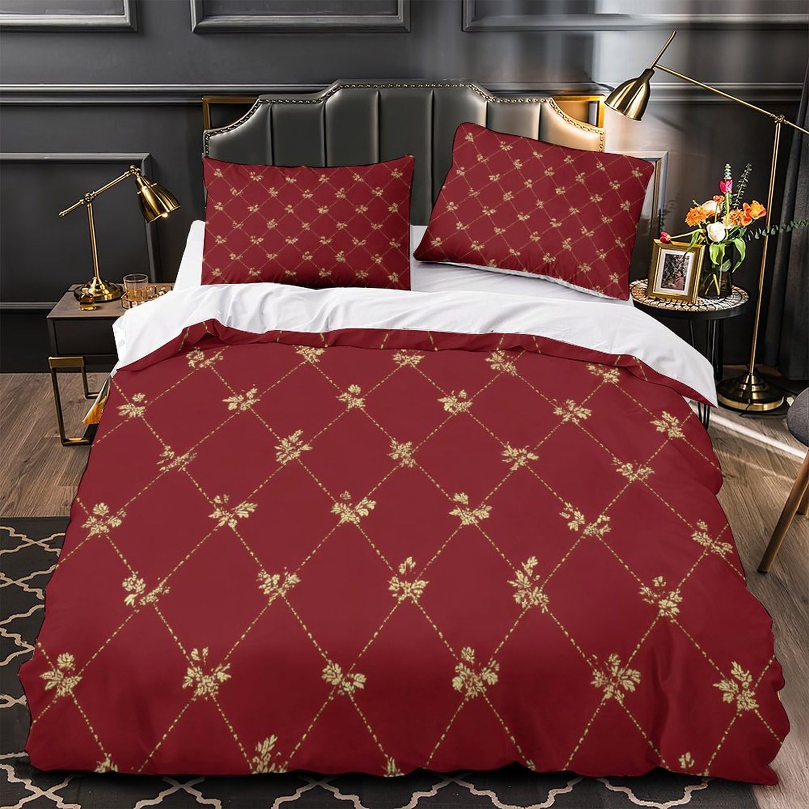 Parure de lit single 135x200cm en microfibre 3D à motif losange
