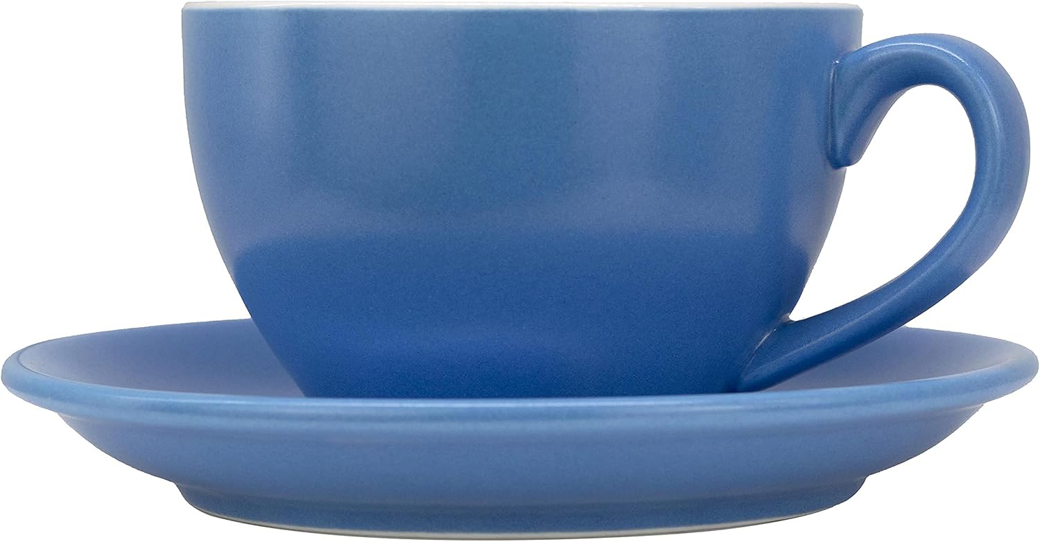 mibru ceramic coffee cup with plate perfect for cup or mug lovers perfect for single or double espresso cappuccino latte and tea 250ml 200ml 150ml matte blue 200ml - الصورة 5