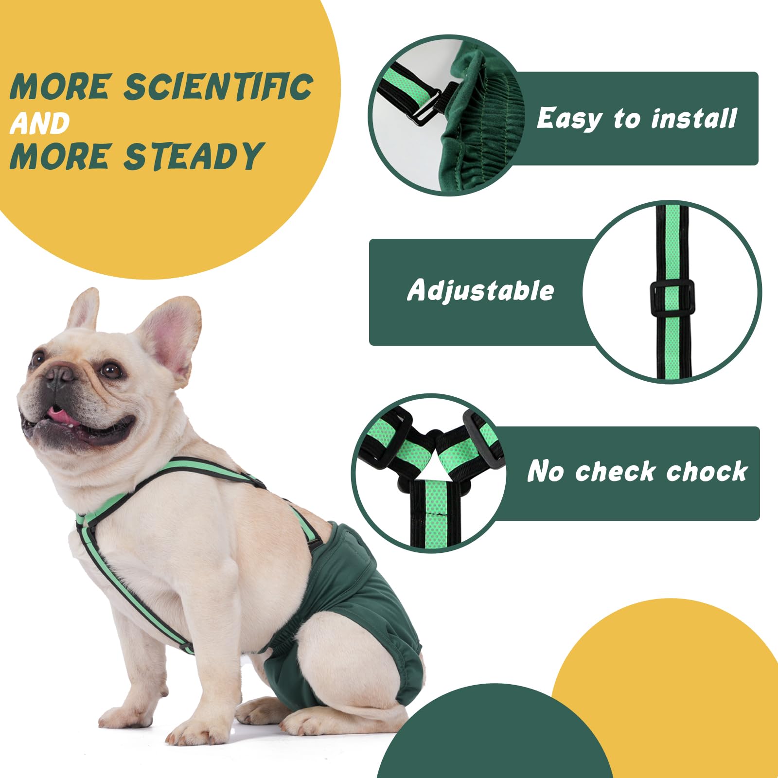 Hisprout 3-Pack Female Dog Diaper with Suspender Reusable Washable Breathable Durable Doggie Pants for Heat Season Period Incontinence(XS,Claret) - Image 2
