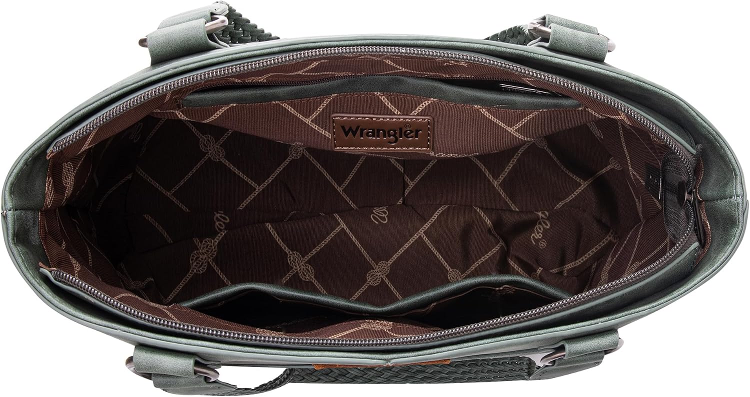 Wrangler Distressed Tote Bag for Women Western Purse Multi Pockets Handbags and Shoulder Bag