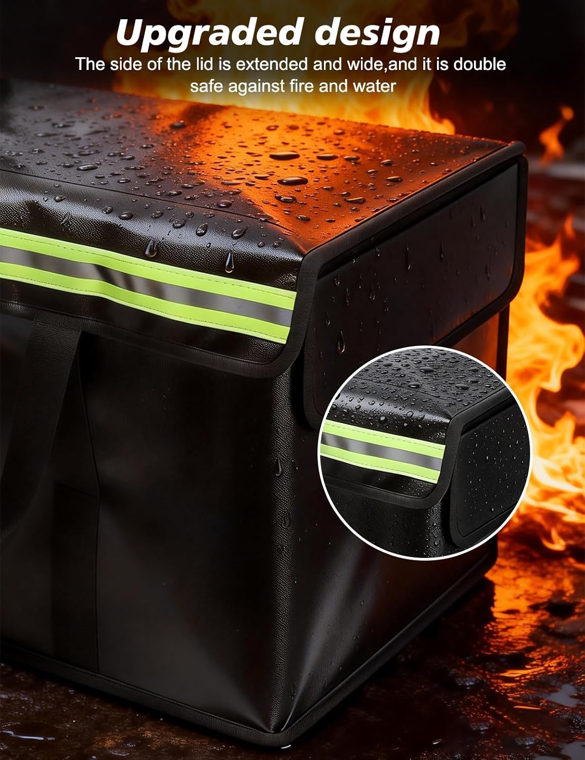 Large Fireproof Document Bags (24"×12"×13"), 4-Layer Thickened 360° Fire Safe Document Box, Rainproof Side Flap, Spacious Storage for All Valuables & Files Safe Accessories